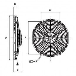 Ventilateur SPAL aspirant Ø 350 mm puissance 2 220 m3/h
