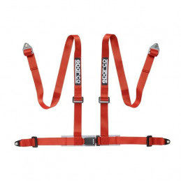 Harnais SPARCO 4 points fixations par pattes boulonnées rouge